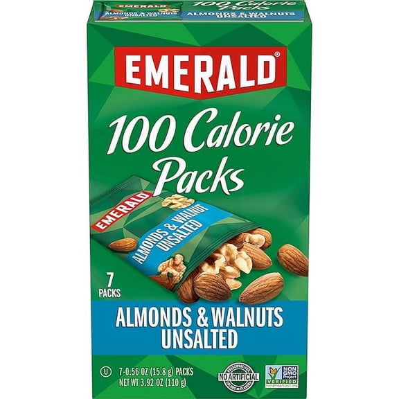 Nuts Unsalted Almonds and Walnuts 7 Ct (1-Pack), 100-Calorie Individual Packs of Nut Blend, Kosher Certified, Non-GMO, Contains No Artificial Preservatives, Flavors or Synthetic Colors