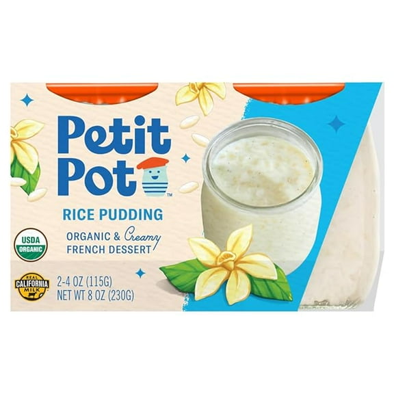 Pack of 1 Petit Pot | Organic French Dessert | Vanilla Rice Pudding | Gluten-Free | Kosher | Ready-to-Eat | No Artificial Ingredients | No Preservatives | 8 Ounce (2 Pack)