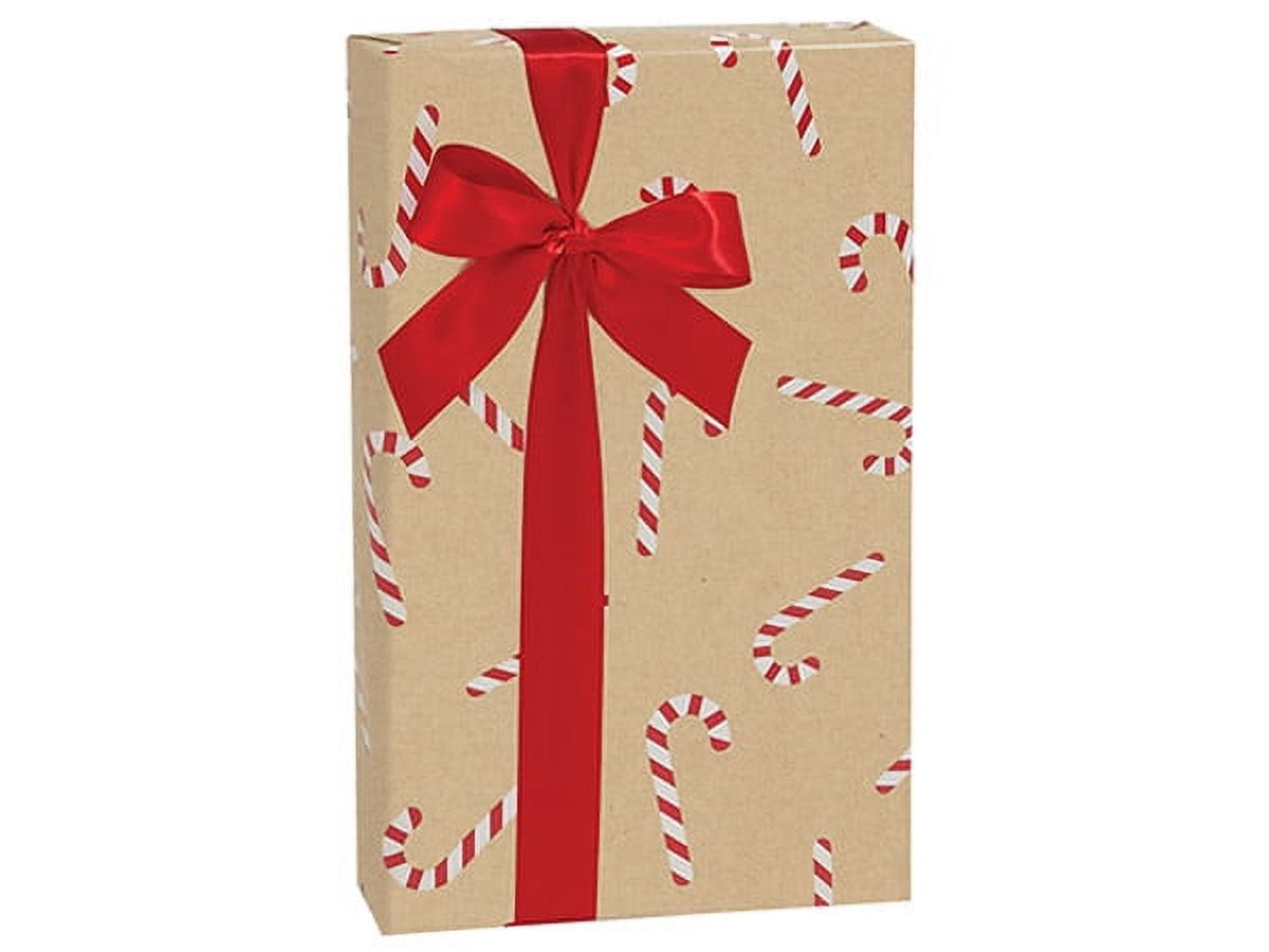 24W Red White Stripe Gift Wrap, Half Roll