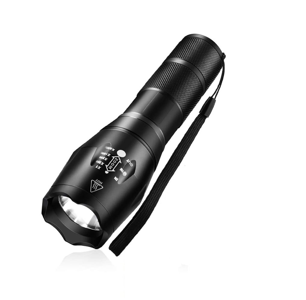 Pack of Tactical Flashlights, 800 Lumen Ultra Bright XML-T6 LED Flashlight  with Modes, Zoomable, Waterproof, Handheld Small Flashlight for Outdoor  Camping, Fishing and Hunting (Black)
