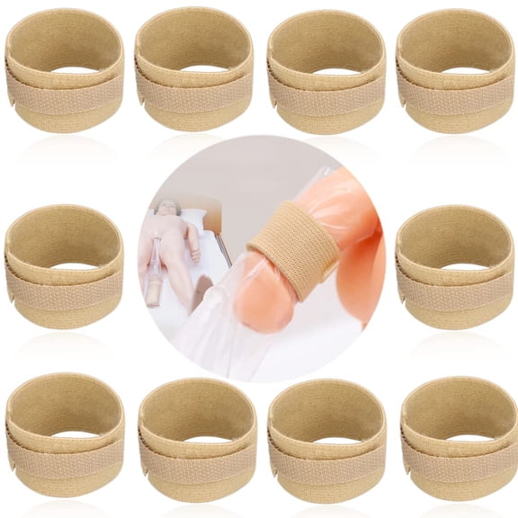 Pack of 10 Adjustable Male External Catheter Fixation Straps, Reusable Washable Leak-Proof Penile Clamp Band, Urinary Sheath Holder for Prostatectomy & Incontinence Care