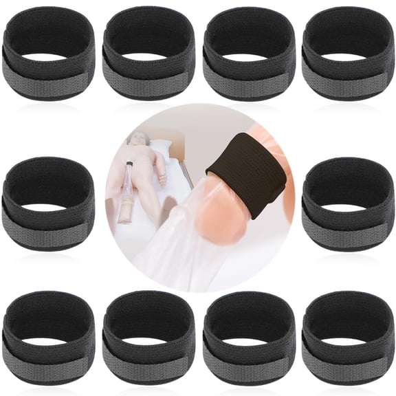 Pack of 10 Adjustable Male External Catheter Fixation Straps, Reusable Washable Leak-Proof Penile Clamp Band, Urinary Sheath Holder for Prostatectomy & Incontinence Care