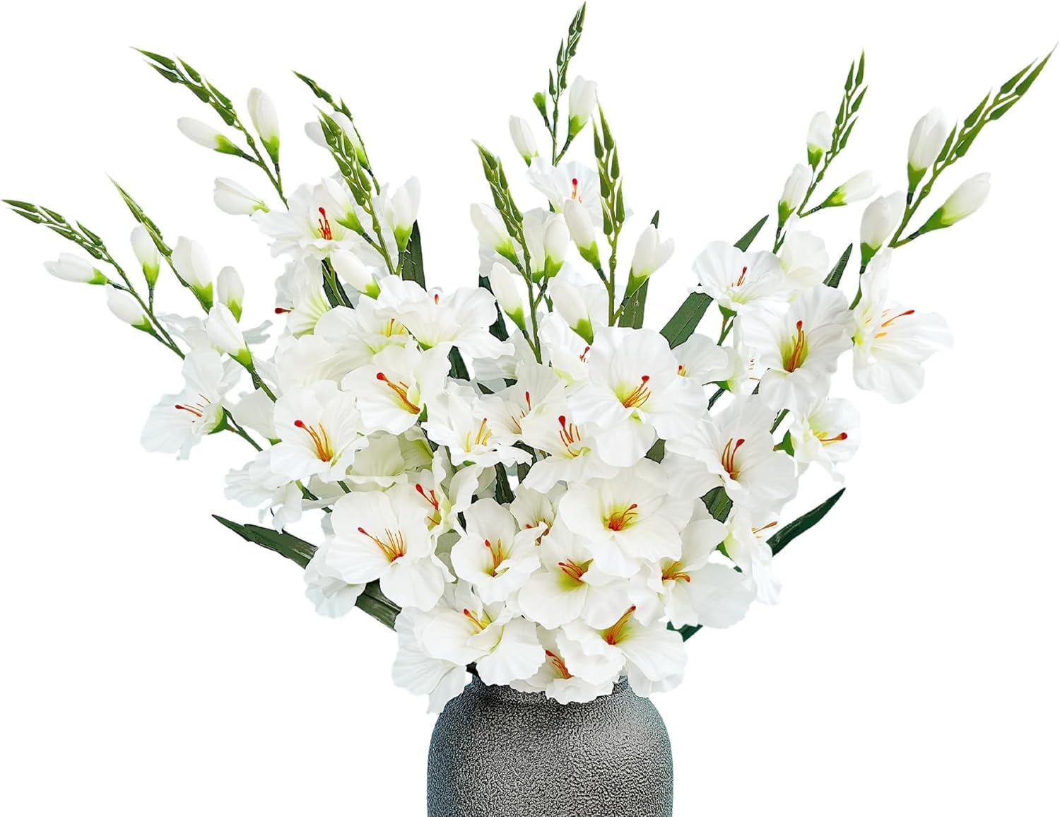 Pack of 10 Artificial Gladiolus Silk Orchids Flower Stems Lifelike