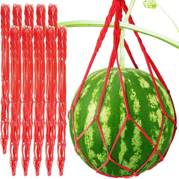 Pack 10 Melon Hammock Watermelon Nets,Melon Hammock for Trellis Heavy Duty Watermelon Nets,Perfect for Growing Cantaloupe Melons and Squash (Red-10 Pack)