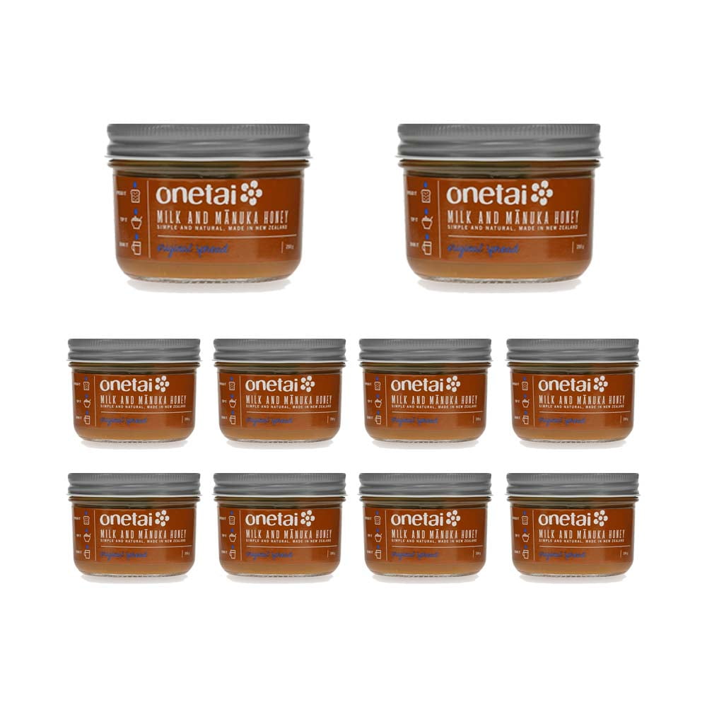 Pack-10 Milk and Manuka Honey Onetai Original Spread, Simple and Natural Blend 250 gr