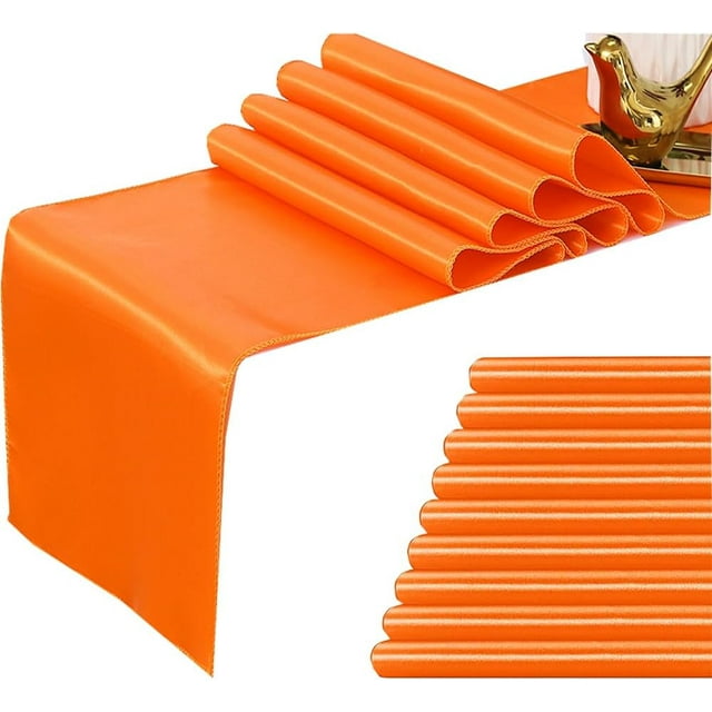 Pack of 10 Orange Table Runner for Party , Satin Table Runners 12 x 108