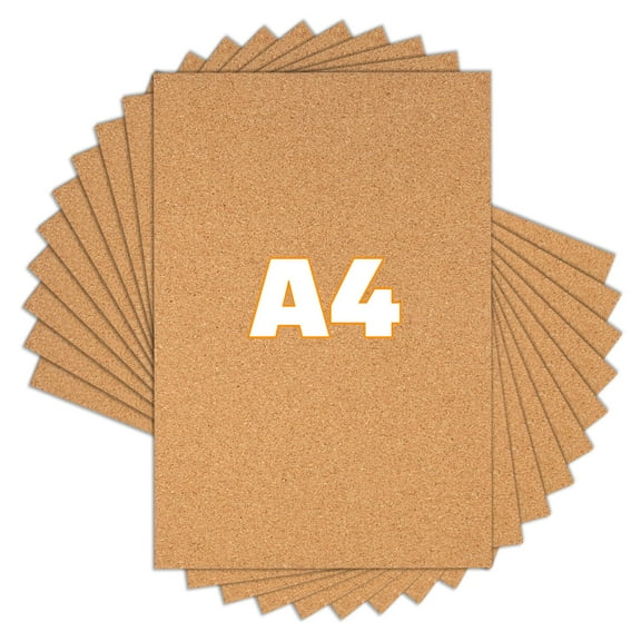 Pack of 10 Self-Adhesive Cork Board, 30 x 21 cm, Cork Pin Board, 1 mm Thick Cork Board, Cork Mat, Self-Adhesive DIY Notice Board, Rectangular Insulated Cork Panels for Crafts, Office, School, Kitchen,