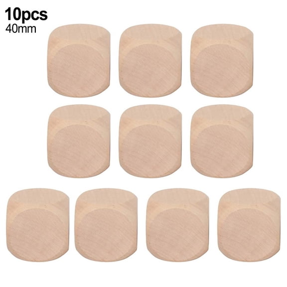 Pack of 10 Unfinished Wooden Dice Cubes with Blank for Surfaces for Painting, Engraving, and Printing Custom Designs Suitable for Game Dice and Crafts (40m)