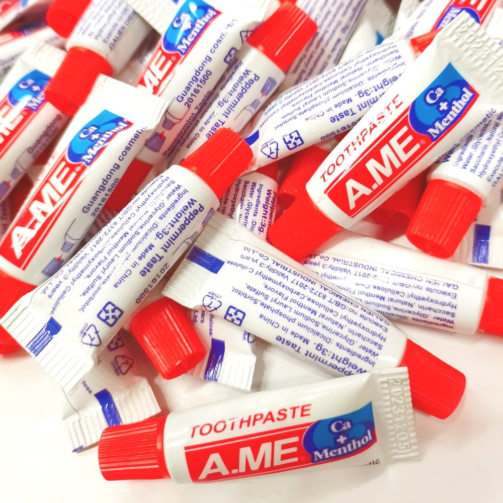 Pack of 100 ,  3gram/0.11ounce Multi Purposed Lightweight Personal Oral Care Small Size Toothpaste for Traveling, Hotel Supplies,Hiking,Camping,Family,Guests.,Party