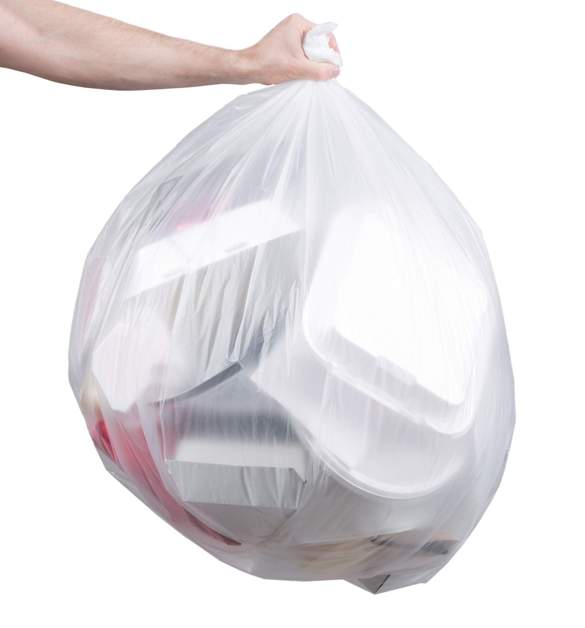 Garbage Bags High Density Plastic Clear 100 count 43 x 47 in 56 gallon Regular Duty
