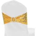 Pack of 100 Sequin Spandex Chair Sashes for Wedding, Gold Chair Sashes