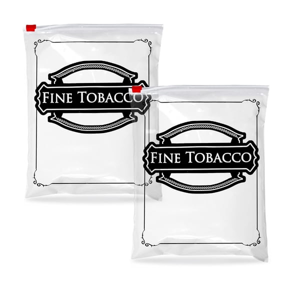 Clear Printed Fine Tobacco Cigar Bags, Slider Zipper Polyethylene, 100 Count, 8.5 x 10 in
