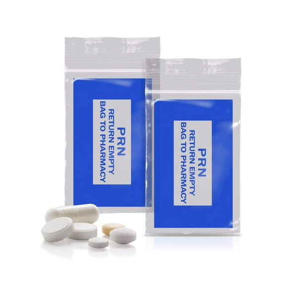 Blue PRN Zipper Printed Bags, 2 Mil Polyethylene, 1000 Count, 2 x 3 in