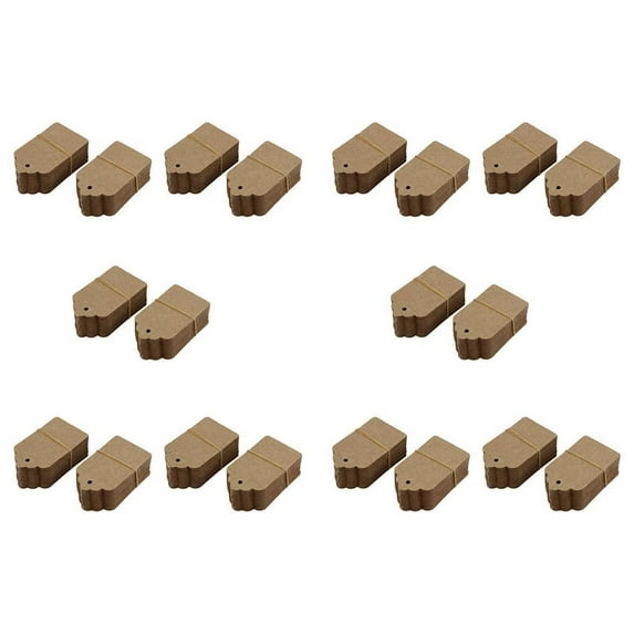 Pack 1000 Rustic 40mmx70mm Scalloped Paper Card,Blank Brown Tag,Gift Tag,Luggage Tag,Price Label - Small (1000)