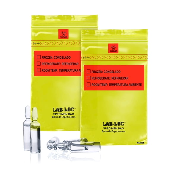 Specimen Transfer Bags Polyethylene Yellow 1000 count 6 x 9 in with Zipper Seal Top