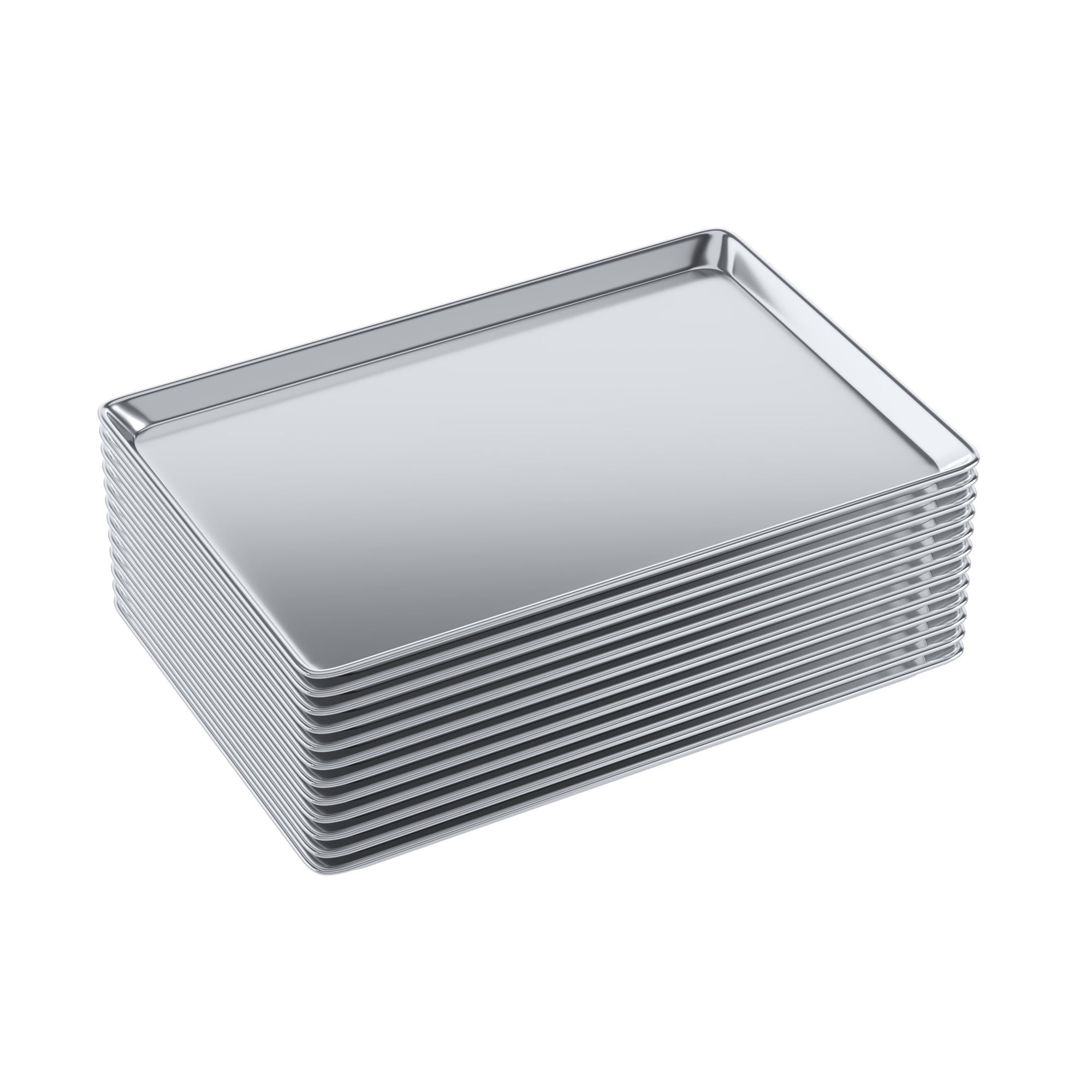 Pack of 12 | 18 in. x 26 in. Full Size Aluminum Bun / Sheet Pan | Ideal for baking, roasting, cooling, prepping, or storing – a must-have in restaurants, bakeries, and busy kitchens.