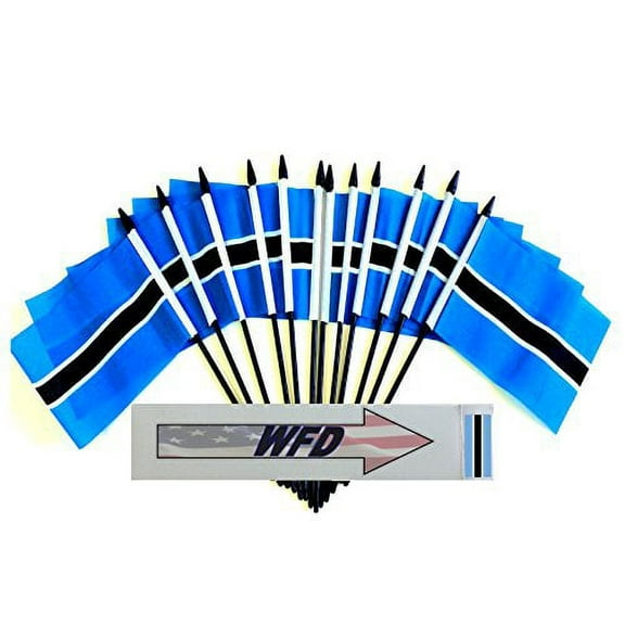 Pack of 12 4"x6" Botswana Polyester Miniature Office Desk & Little Table Flags, 1 Dozen 4"x 6" Motswana Small Mini Hand Waving Stick Flags (Flags Only)