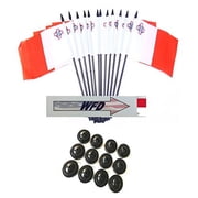 Pack of 12 4x6 Malta Polyester Miniature Office Desk & Little Table Flags, 1 Dozen 4x 6 Malta Small Mini Handheld Waving Stick Flags with 12 Flag Bases Flags with Stands