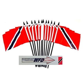 Pack of 12 4"x6" Trinidad Polyester Miniature Office Desk & Little Table Flags, 1 Dozen 4"x 6" Trinidadian Or Tobagonian Small Mini Hand Waving Stick Flags