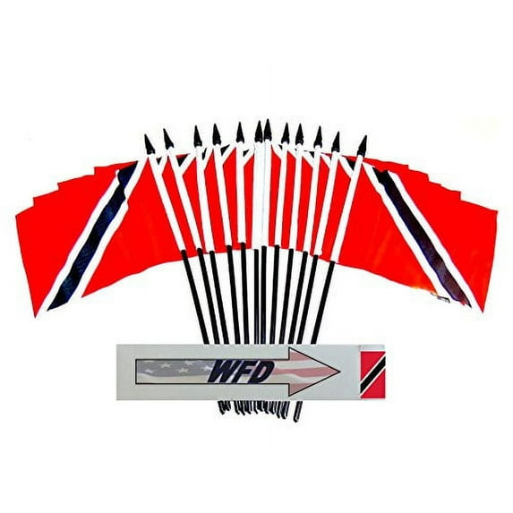 Pack of 12 4"x6" Trinidad Polyester Miniature Office Desk & Little Table Flags, 1 Dozen 4"x 6" Trinidadian Or Tobagonian Small Mini Hand Waving Stick Flags