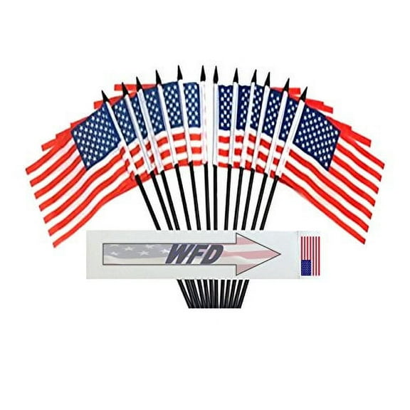 Pack of 12 4"x6" United States Polyester Miniature Office Desk & Little Table Flags, 1 Dozen 4"x 6" American Small Mini Hand Waving Stick Flags (Flags Only)