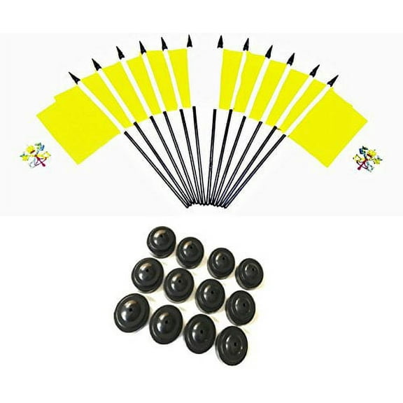 Pack of 12 4"x6" Vatican City Polyester Miniature Office Desk & Little Table Flags, 1 Dozen 4"x 6" Holy See Small Mini Handheld Waving Stick Flags with 12 Flag Bases (Flags with Stands)