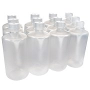 Pack of 12, 500mL Narrow Mouth Polypropylene Reagent Bottles with Polypropylene Caps, Autoclavable, Translucent, Non-Sterile, Leak-Proof, 0-135 C Temperature Range, Ideal for Lab Storage & Transport