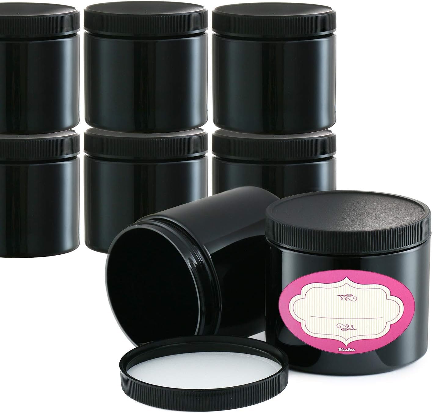 https://i5.walmartimages.com/seo/Pack-12-8-Ounce-All-Purpose-Black-Jars-Lids-Labels-Refillable-BPA-Free-Plastic-Pots-Large-Empty-Round-Cosmetic-Containers-Body-Butter-Bath-Sugar-Salt_e8e31524-09d3-4f13-a4fc-3d050eb74705.6bad9964775ebc4387e532cf499876c7.jpeg