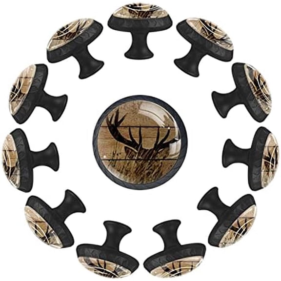 Pack of 12 Cabinets Hardware Round Furniture Knobs Elk Antler,Drawer Dresser Cupboard Wardrobe Pulls Handles for Kids Home Kitchen, 1.37x1.10x0.66 in$$Tools & Hardware Other