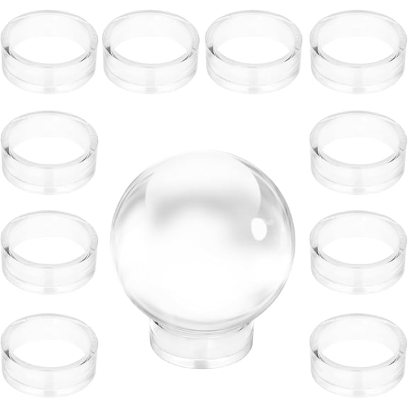 Pack of 12 Clear Sphere Display Stand, Clear Sphere Holder Small Plastic Display Stands Round Display Easel Stands for Decorative Eggs, Crystal Balls, Marbles, Ball, Spheres, Collections
