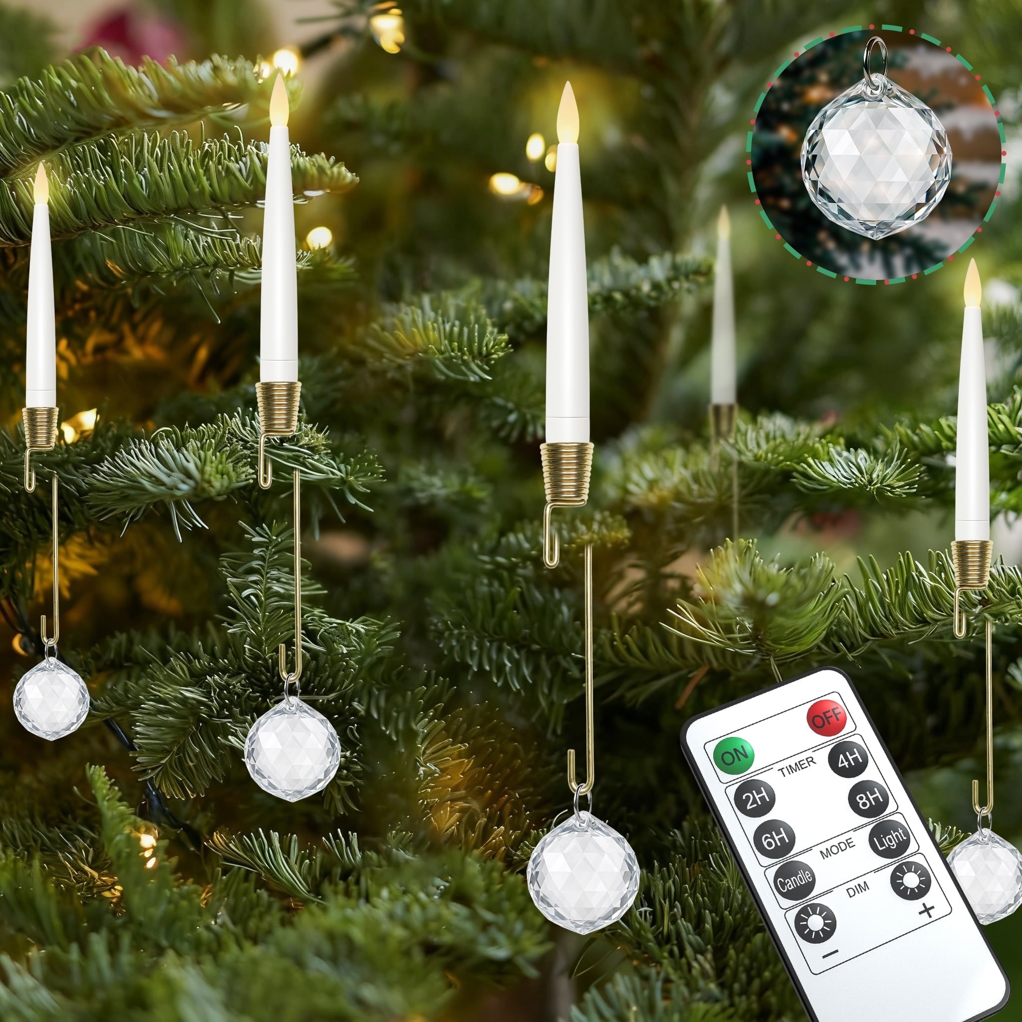 12 Pack LED Flameless Taper Candles with Remote and Timer, Battery Operated Flickering Window Candlesticks for Christmas Wedding Home Decor