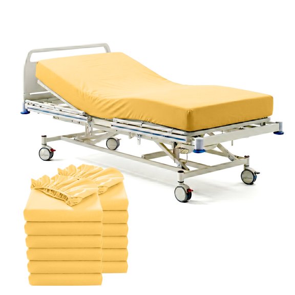 Pack of 12 Hospital Bed Fitted Sheets 36X80 Inch, 400 Thread Count 100% Egyptian Cotton, Golden Solid with 14 Inch Deep Soft Fitted Sheets with Elastic All Around for Home & Hospital Care Beds