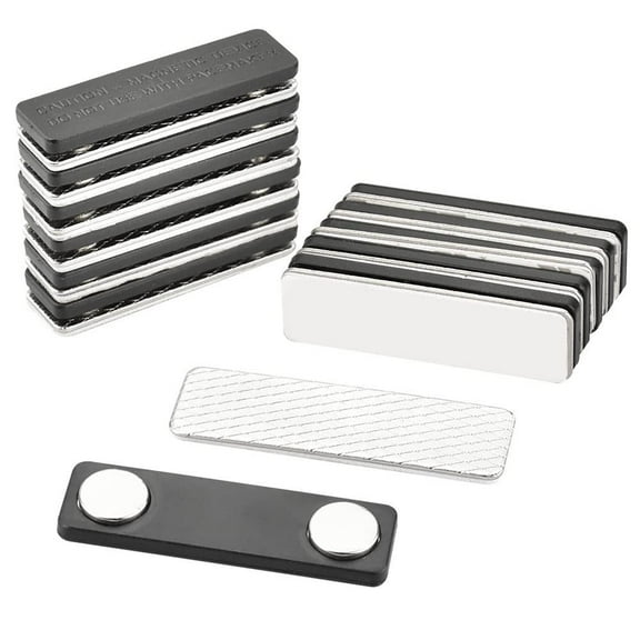 Pack of 12 Name Badges Magnetic Self-Adhesive Magnetic Name Badges Clothing Metal Name Badge Holder with 2-Point Magnet for ID Card Cases Labeling Fly Screens