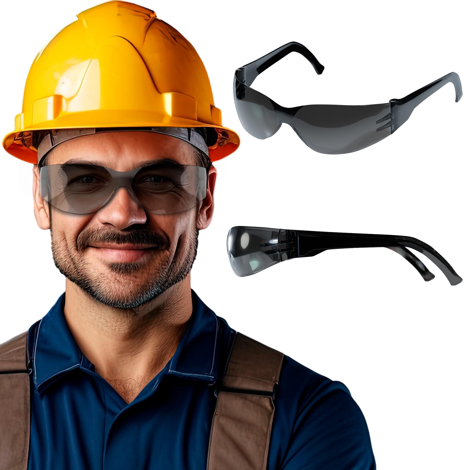 Gradient Gray Anti Fog Safety Glasses for Men & Women. Pack of 12 Unisex Scratch Resistant Wrap Around Protective Eyewear Safety Goggles. Lightweight & Durable Protective Eyewear