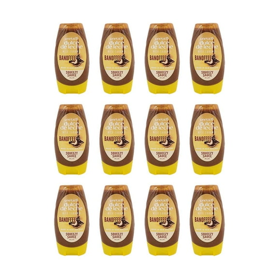 Pack-12 Squeezy Onetai Dulce de Leche, Milk Caramel Squeeze Spread/Sauce Banana Flavor 280 Grams