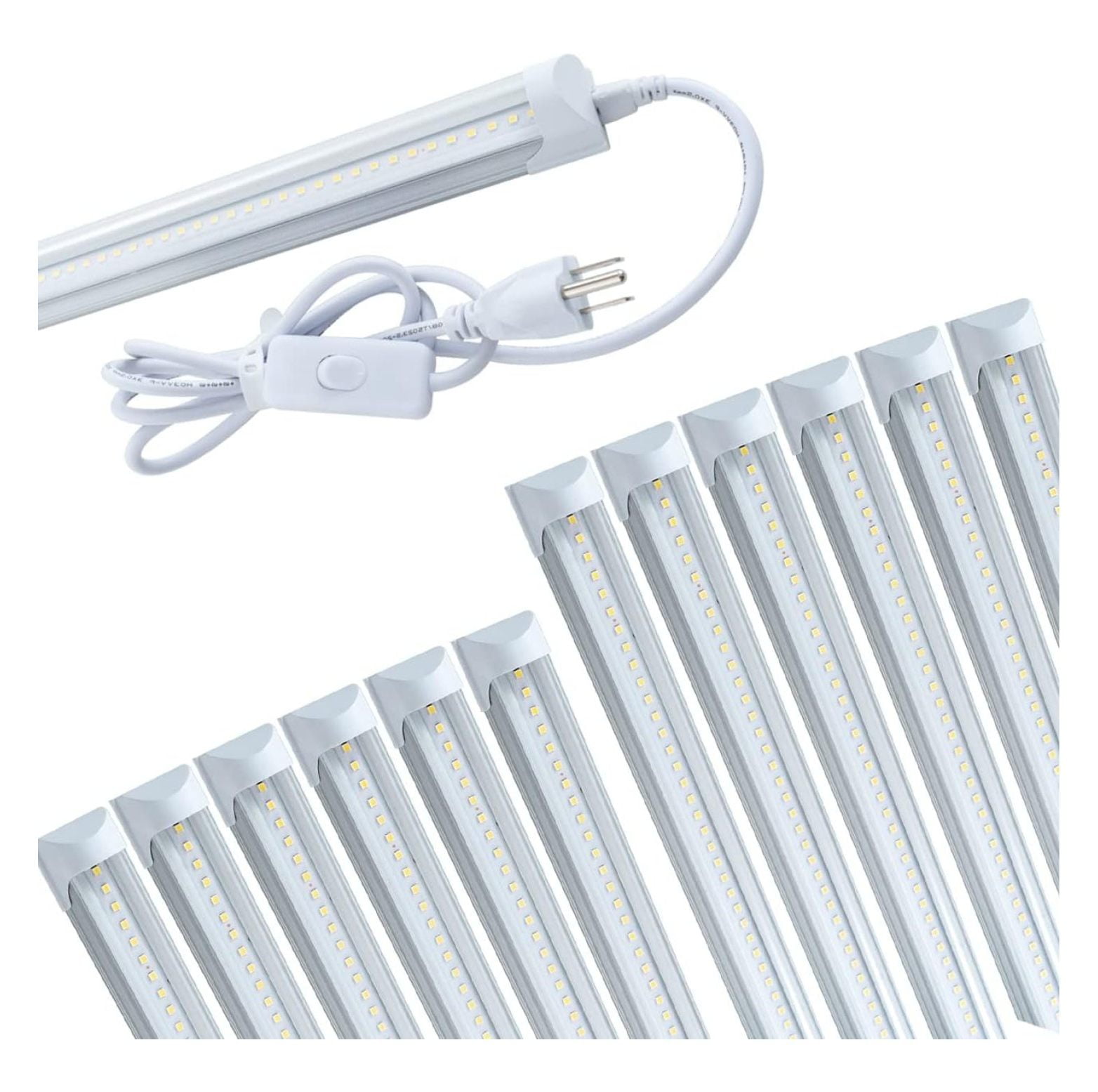 (Pack of 12)T8 4FT LED Integrated Tube Light Fixture, 24W Shop Light ...
