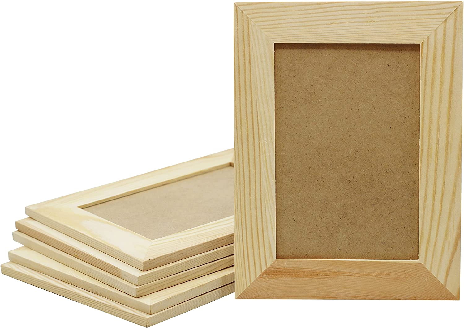 Pack of 12 Unfinished Solid Pine Wood Picture Frames for Arts & Crafts, DIY Painting Projects