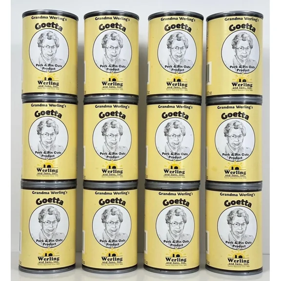 (Pack of 12) Werling & Sons Grandma Werlings Goetta 14.5 Oz Canned Food Fully Cooked Pork & Pin Oats Traditional German Style Canned Meat Shelf Stable for Emergency Storage, Camping & Quick Meals