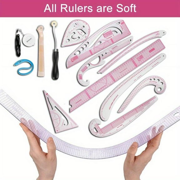 Pack Of 13 Styling Sewing French Curve Ruler Set,dress Makers Rulers Clear Sewing Tailors Pattern Making Ruler For Fashion Design And Guides,hand Measuring Tools