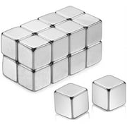 Pack of 16 Neodymium Cube Magnets Extra Strong Set for Glass Magnetic Boards Fridge Memo Board Whiteboard School Teacher Map Office with Storage Container Silver（10*10*10mm）