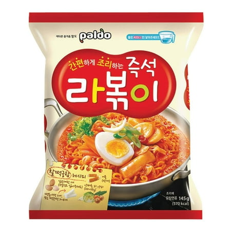 [Pack of 16] Paldo Fun & Yum Rabokki Ramen, Soupless Stir-Fried Noodles with Sweet & Spicy Seasoning Sauce, Tteokbokki Taste, Best Oriental Style Korean Ramyun, Brothless K-Food, ?? ???, 145g x 16