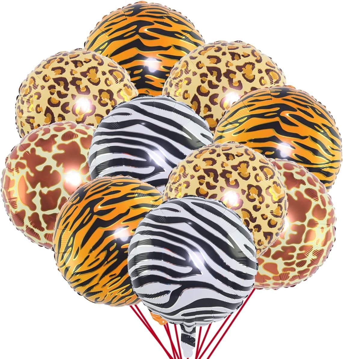 Pack of 16 animal print foil balloons, jungle balloons, cheetah balloons, jungle balloons, jungle animal balloons, cheetah round aluminium balloons, for safari party deliveries, jungle birthday party