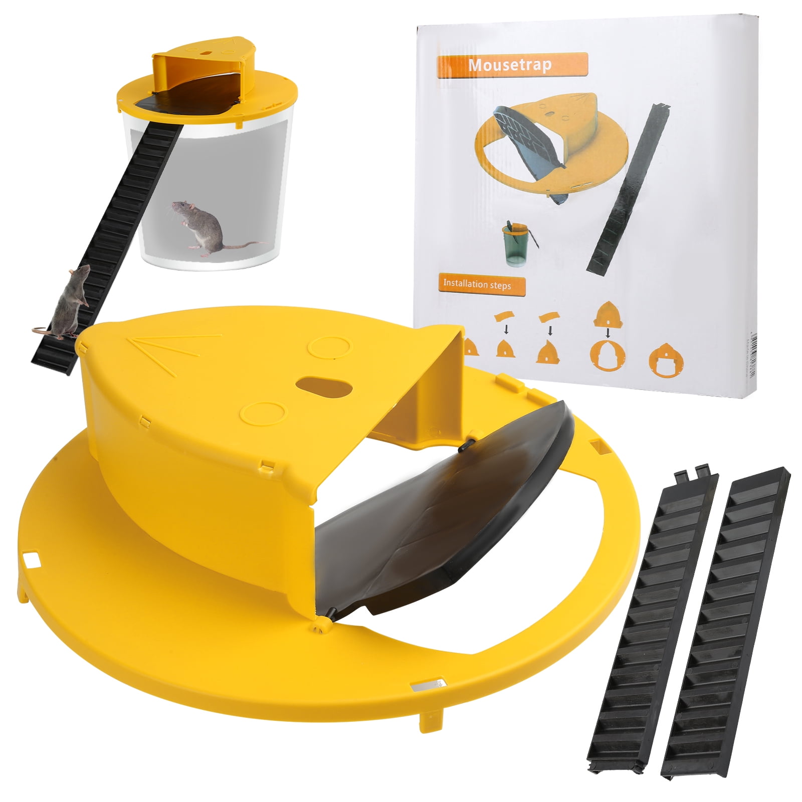 Pack 1Mouse Trap Bucket Bucket Lid Mouse Trap, 5 Gallon Bucket Compatible, Mouse Catching Too Door Style, Multi Catch, Auto Reset, Indoor Outdoor