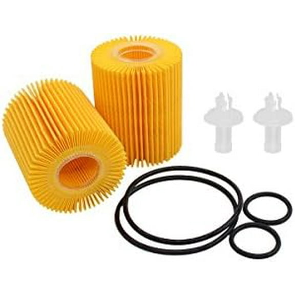 (Pack of 2) 04152-YZZA5 Engine Oil Filter Element w/Gasket Seal O-ring Set for Lexus GS300 GS350 GS450H GS460 GX460 IS250 IS350 LS460 LS600H LS600HL Toyota 4Runner FJ Cruiser Pickup Tundra
