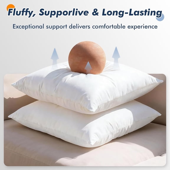 Pack of 2 12x20 Outdoor Pillow Inserts, Water Resistant Throw Pillow Inserts, Outdoor Lumbar Pillow for Patio, Furniture, Sofa, Bed, Living Room, Garden Decorative Waterproof Pillow Inserts