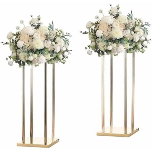 Pack of 2 24 Inch Tall Wedding Flower Vase Metal Flower Stand Gold Display Column Elegant Table Centerpiece for Flower Arrangements$$Home Decor, Kitchen, & Other