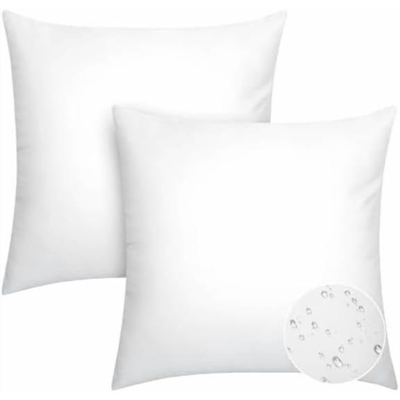 Pack of 2 24x24 Outdoor Pillow Inserts, Water Resistant Throw Pillow Inserts, Cushion Inner Pads for Patio, Furniture, Sofa, Bed, Living Room, Garden Decorative Waterproof Pillow Inserts