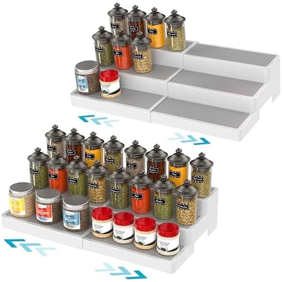 Pack of 2, 3-Tier Spice Rack, Expandable and Non-Skid tiered Shelf, Medicine Cabinet Organizers, pantry organizers, and Seasoning Organizer, Canned Food Organizer$$Home Decor, Kitchen, & Other