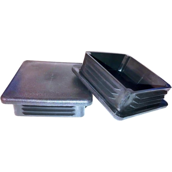 (Pack of 2) 4" Black Square Tubing Reinforced Hard Plastic Plugs || Furniture Glide Insert || Finishing Plug - Heavy Duty  Impact Resistant Tough Design. 4"x4" 2 Pack || by SBD