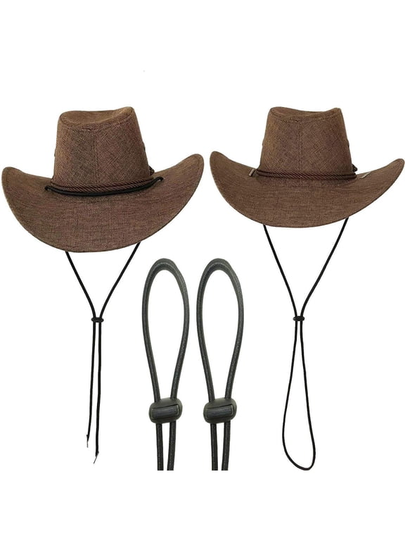 Pack of 2 Adjustable Elastic Hats Removable Chin Cord, Flexible Removable Chin Strap & Spring Loaded Stop Cord Lock for Swim Goggles Fishing, Hiking, Camping, Travel,Boating, Sailing Black